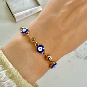 Evil Eye Gold Charm Bracelet